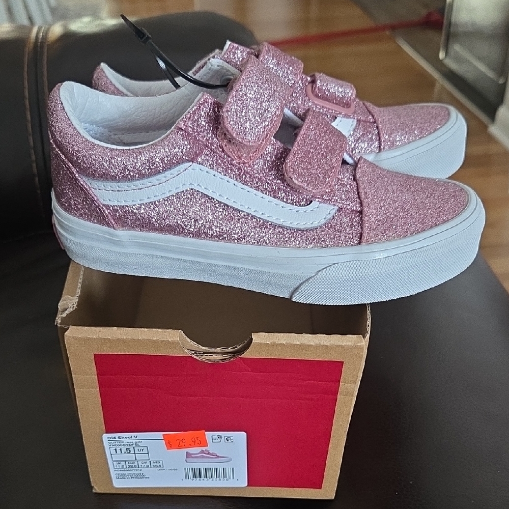 Vans Kids Sparkly Pink Sneakers
